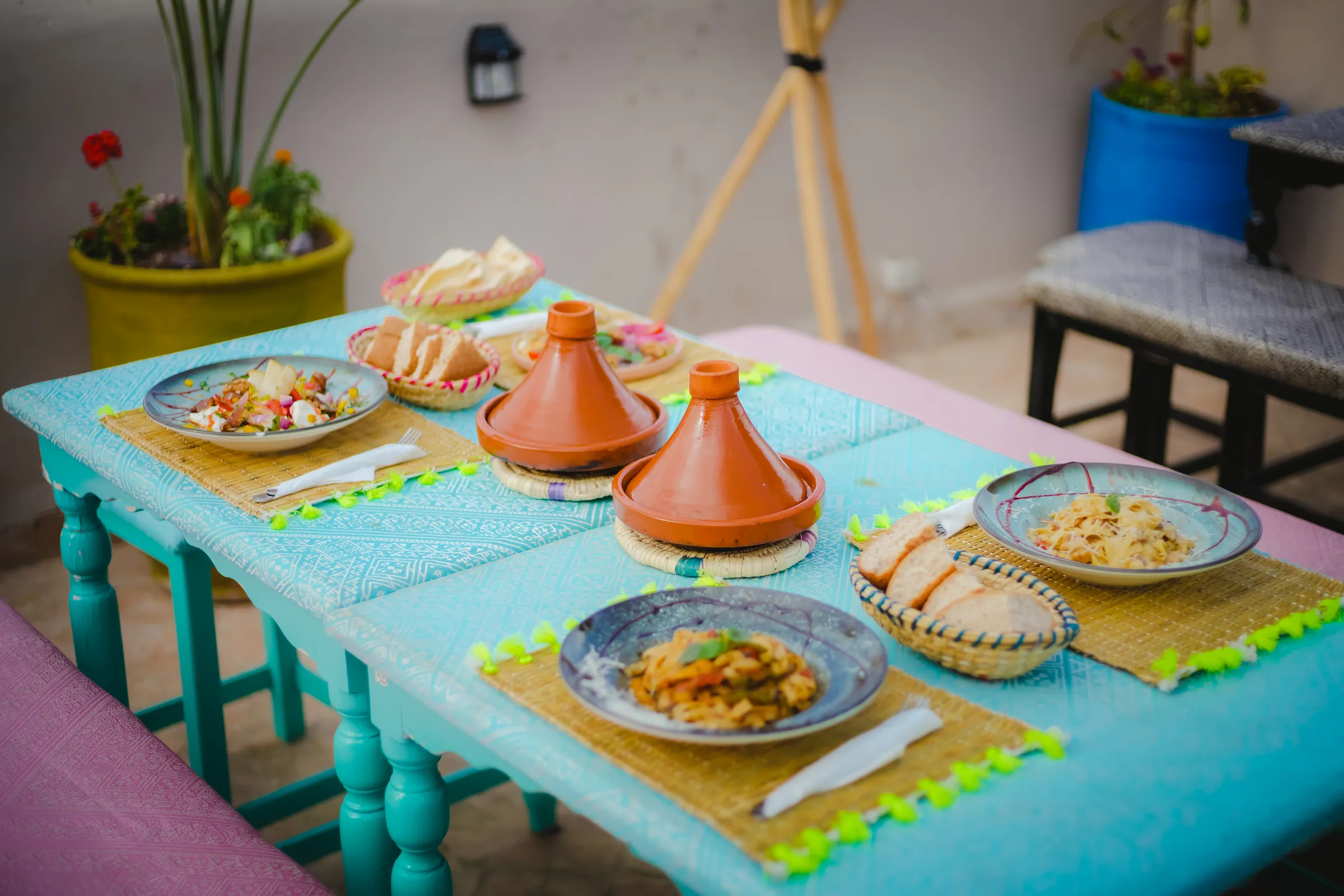 Fully set Moroccan lunch table